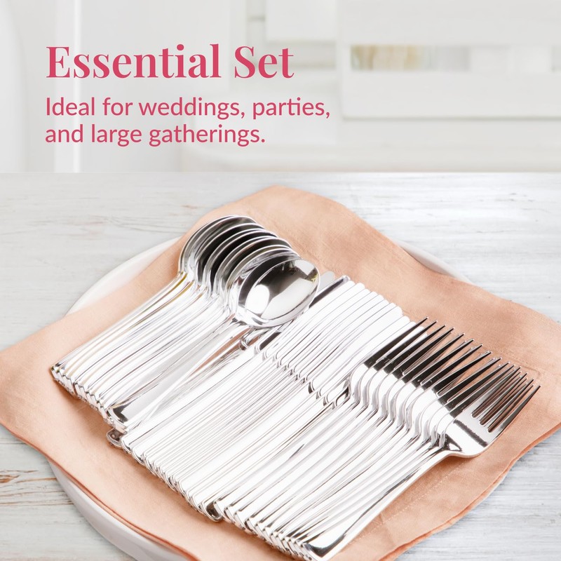 Prestee 300 Piece Heavy Duty Plastic Silverware Set - 100