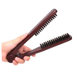 Healeved Double Sided Static Bristle Hair Straightening Comb Clamp Brush for Portable Styling Tool for Daily and Travel Use