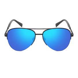 EDGEIWEAR Unisex Rounded Bottom Polarized Pilot Style Aviator Sunglasses with Colored Mirrored Flat Lens For Men Women