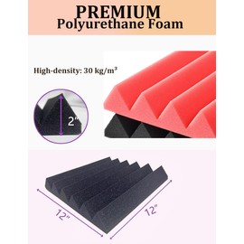 Acoustic Foams Panels 24 Pack 2" x 12"x 12" Sound Proof Foam Panels for Walls High Density and Fire Resistant Soundproofing Panels Soundproof Studio Wedges Sound Dampening Panels