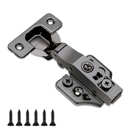 6 Pack Full Overlay Soft Close Cabinet Hinges 105° Frameless 3 Way Adjustable Kitchen Cabinet Door Hinges with Screws Black