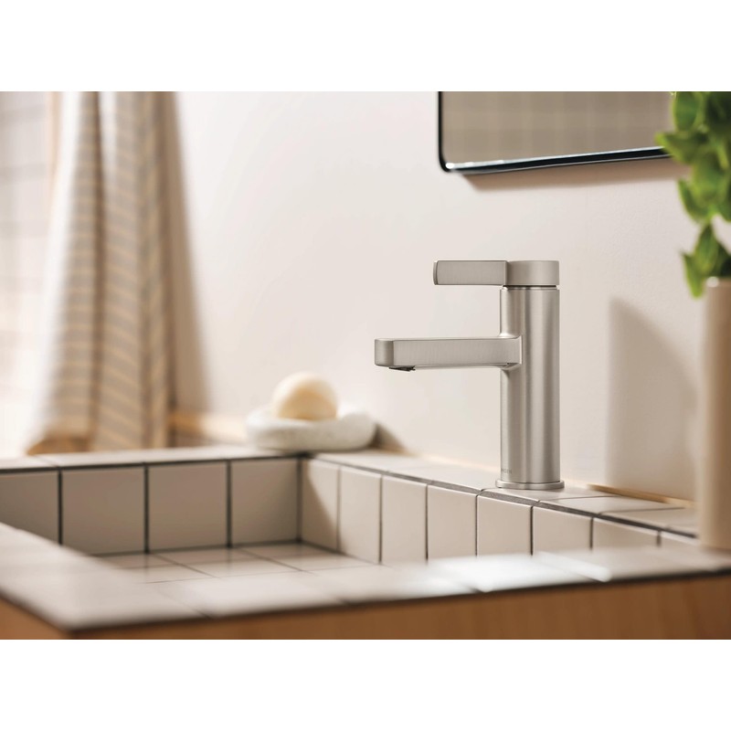 Moen Beric Spot Resist Nickel Modern One-Handle Single Hole Bathroom