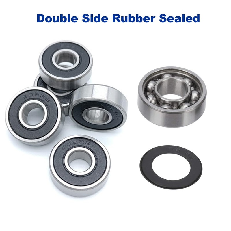 608 2RS Ball Bearings - 10 Pcs Double Rubber Sealed