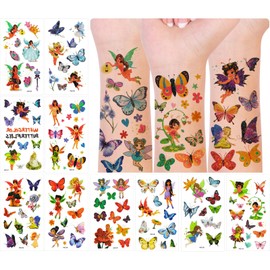 allydrew Waterproof Glitter Temporary Tattoos, Birthday Party Favors and Supplies, Goodie Bag Fillers, 10 Sheets Fairies and Butterflies