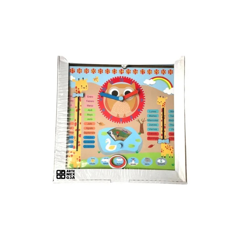 Reloj Montessori Juego Infantil Didctico De Madera Pizarra Madera