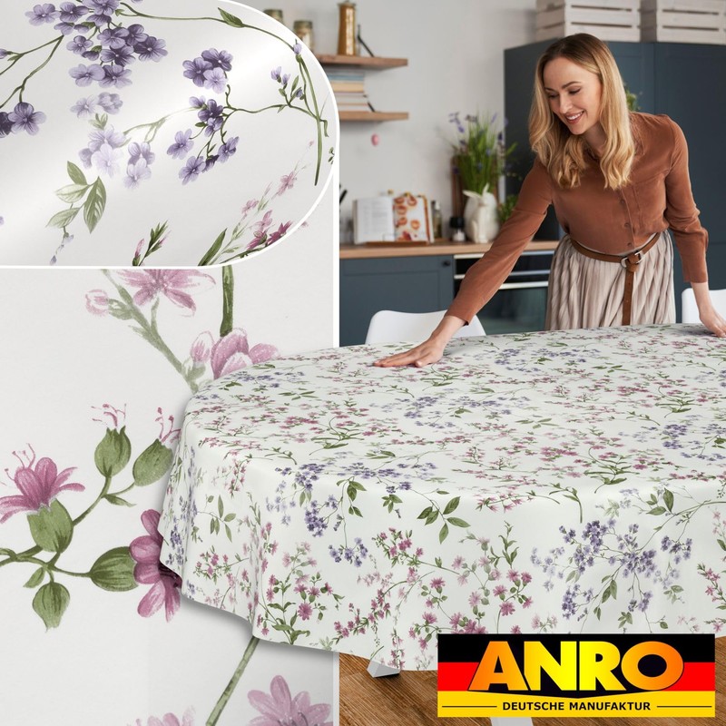 ANRO Oilcloth Tablecloth Oilcloth Tablecloth Washable Garden Tablecloth Flowers Oval