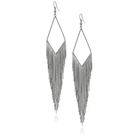GUESS "Basic" Hematite Fringe Linear Drop Earrings