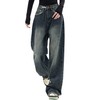 EMMIOL Women's Wide Leg Jeans Distress Adjustable Waist Denim Pants