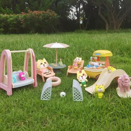 SweetAce Cat Toys for Kids 41 Pcs Cat Figures Playset Cat Family Day Play Set Cat Scene Toy Toddlers Role Play Educational Toy-Great Gift for Girls and Boys Ages 3 and up