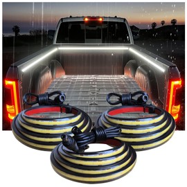 AUTUNEER LED Truck Bed Lights, 3Pcs 60Inch 12V 6500K White COB Waterproof Lights Strip with Switch Blade Fuse Splitter, Cool Accessories for Pickup Truck Camper Van SUV RV Boat
