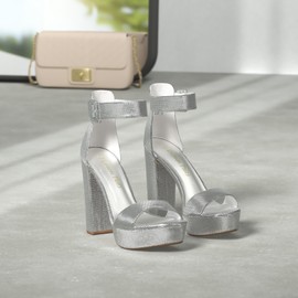 DREAM PAIRS Womens HI-LO High Heel Platform Pump Sandal Orinthia,Size 11,Silver/Glitter