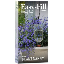 Plant Nanny Easy-Fill Fluted Reservoir Stake Set (Single, 500 ml, Clear)
