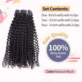 Vanalia Clip ins 3C 4A Curly 9A kinkys curly human hair 100% Remy Human Hair Double Wefted Natural Black 120 Gram 7 Pieces 18 Clips for African American Black Women Kinkys Curly 10 Inch