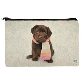 Lab Labrador Puppy Dog Wearing Scarf Pencil Pen Organizer Zipper Pouch Case