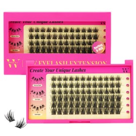 Lash Clusters 72Pcs Cluster Lashes D Curl Cluster Eyelash Extensions Mix10-16mm Individual Eyelashes Clusters Wispy DIY Eyelash Extension Thin Band For Makeup at Home by W(Darling-D-10-16MIX)