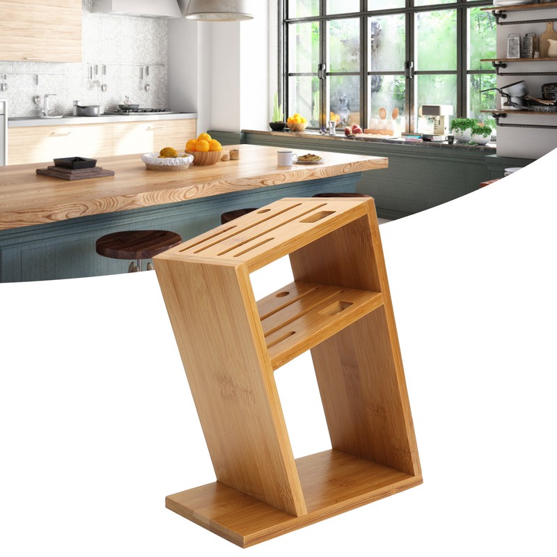 Bamboo Knife Holder Inclined Kitchen Knife Holder Multifunctional Bamboo Rack