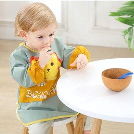 Rumnoke Kids Art Smock Toddler Children Artist Painting Aprons Waterproof Long Sleeves Paint Smocks with Pockets Lion Green 120 XL