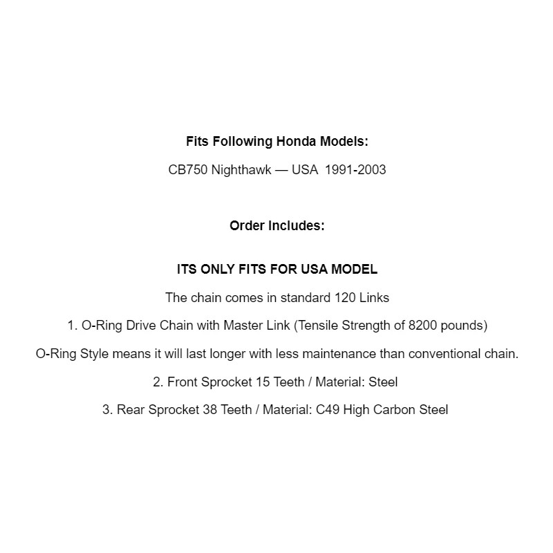Honda O-Ring Drive Chain & Sprockets Kit fits Honda CB750