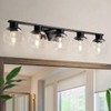 PAZALA Matte Black Bathroom Light Fixtures Over Mirror 5-Lights Vanity