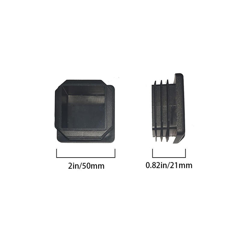 2 Inch (50 mm) Square Plastic Plugs Tubing End Caps