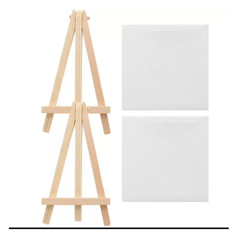 None 2 Sets Canvas Mini Easel Stand Decorative Child Student