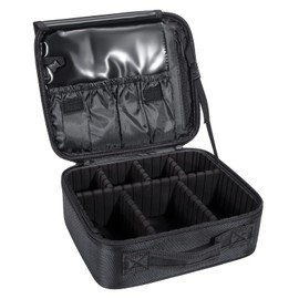 Travel Makeup Case Storage Make Up Tools Cosmetic Bags Black Waterproof Organizer with Compartments Detachable for Hairdressing Nail Art Accessories