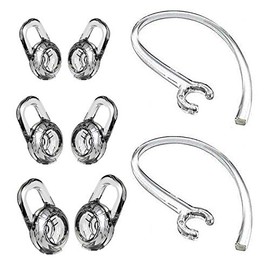 BLLQ Repalcement SML 3 Size Ear Tips & Ear Loop Clip Set Compatible with Plantronic M155 M165 M180 M55 M25 M90 Explorer 500 Headset, Gel Earbuds Eartips 6PCS & Earhooks Earloop 2PCS [Clear] (P3)