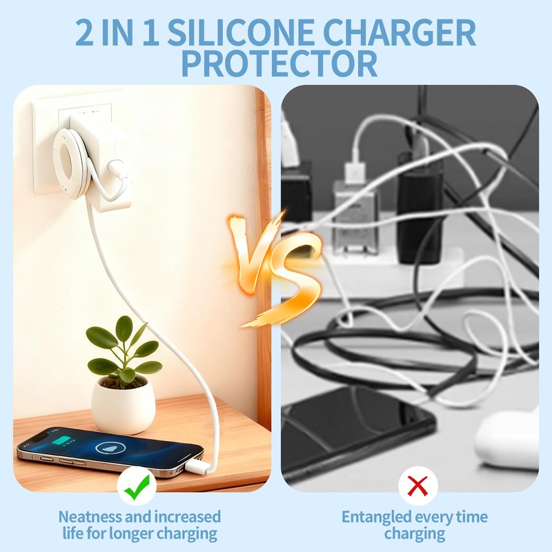 3-Pack Silicone Foldable Charger Cord Organizer, Collapsible Cable Winder