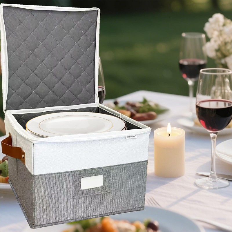China Storage Containers,Quilted Dish Plate Storage with Stackable Lid for