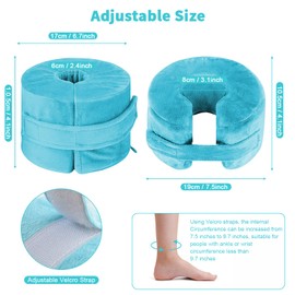 VIPWIN 2 PCS Foot Elevation Pillows, Ankle Heel Elevator Wedge with Zipper Removable Cover, Foot Support Pillow for Pressure, Bed Sore Ulcer, Feet Leg Rest and Leg Rest Post Surgery (Blue)