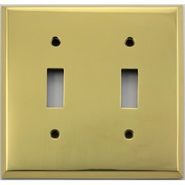 Polished Brass 2 Gang Toggle Light Switch Wall Plate