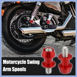 PARSLUCK 1 Pair 10mm M10x1.5 Red Aluminum Alloy Motorcycle Swing Arm Spools Sliders Stand for Kawasaki Stable