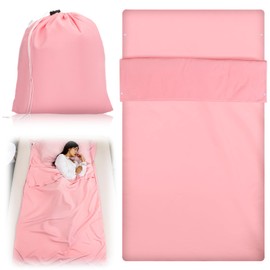 Self Tan Sleep Sack, Reusable Breathable Tanning Sleeping Bag Tanning Sheet Protector for Bed Travel, Lightweight Polyester Sleeping Bag Liner with Zipper, Pink