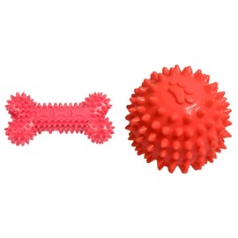 Fancy Pets Juguete en Forma de Hueso de Caucho para Perro, Varios Colores  Juguete d Pelota de Caucho Spiny para Perro                                