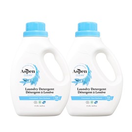 AspenClean Natural Laundry Detergent Unscented - 100% Natural, Organic, HE Liquid Laundry Detergent- Vegan, Non-Bio, Cruelty-Free, Biodegradable - Safe for Babies, Pets & Kids - EWG Certified (2 pack)