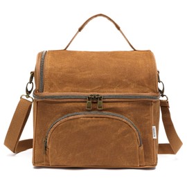 neatlife Lunch Box For Men with 2 XL icepacks,Sturdy Waxed Canvas Lunch Bag for Men,Soft adult Cooler Bag for Construction Sites,Work,Picnic and Hiking12-Can(10.5L) 10"x9.5"x7" (Biscuit Yellow)