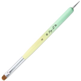 IIvy-L Premium 2 Ways French Gel Acrylic Nail Art Kolinsky Brush with Dotting Tool for Professional Manicure Nail Art Design Cuticle Clean-up + Lime Green Wood Handle (Size 10)