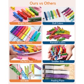 Clothes Pins Mini Clothespins Colored - Pink Wooden Small Clothespins for Photos Pictures Crafts Colorful Wood Clothing Line Clip Chip Clips Decorative Color Pin for Clothes Photo Decoration - 40 PACK