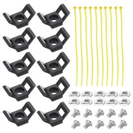 MECCANIXITY 10Pcs Cable Zip Tie Base 5mm Hole Dia Y Shape Mount Wire Holder for 30 Series European Standard Aluminum Extrusion with M5 Screws, Nuts, Ties Black