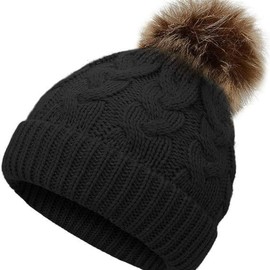 Winter Knitted Hat,Kids Pom Pom Beanie Hat Winter Warm Toddler Knitted Hat 1-6Years Red