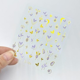 Bohemia Nail Stickers for Nail Art Gold Moon Sun Star Heart Nail Art Stickers Boho Nail Decals 3D Self-Adhesive Colorful Retro Nail Sticker for Women Girls DIY Manicure 6Sheets