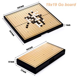 Yarlung Go Game Set, Magnetic Go Stones with 14.6 Inch Foldable 19x19 Game Board, Wei Qi Tabletop Strategy Game for 2 Players