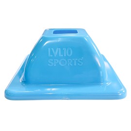 LVL10 Pro Training Cones - 2" Flat Cones for Sports Training, Football Cones for Drills and More - Mini Soccer Cones That Won't Crack, Slide or Fly - 8 Neon Blue Cones
