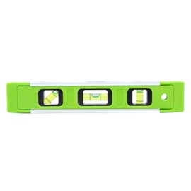 9 Inch Torpedo Level Magnetic, Small Leveler Tool with 3 Bubble Vials 45°/90°/180° and Overhead Viewing Window, Shock Resistant Bubble Level, Aluminum Alloy Frame (Green)