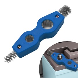 Rebvugr 4 in 1 Car Battery Cleaning Brush, Battery Terminal Cleaner, Anti-Rust Car Terminals Machine Parts Cleaning Tool with Steel Wire, Auto Post Cleaner Brush Tool Fit for Vehicle & Marine (Blue)