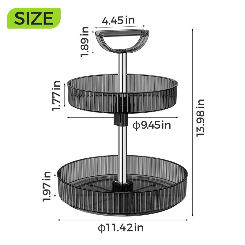 2-Tier Rotating Organizer with Handle – Adjustable Shelf, 360° Lazy