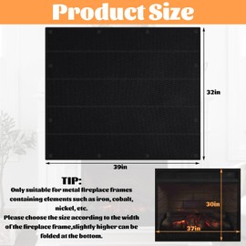 YAYODS Magnetic Fireplace Cover 39×32 Inch Fireplace Blanket for Heat Loss, Indoor Magnetic Fireplace Draft Stopper Cover for Iron Fireplace Frame, Black