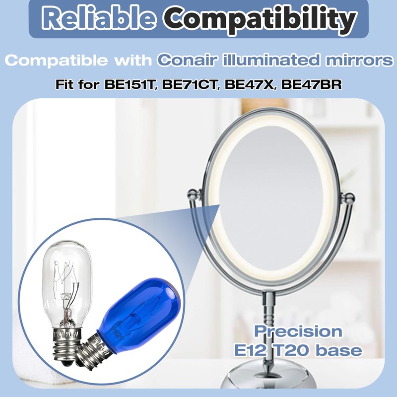 10-Pack 20W 120V Lighting Makeup Mirror Bulb Compatible with Conair