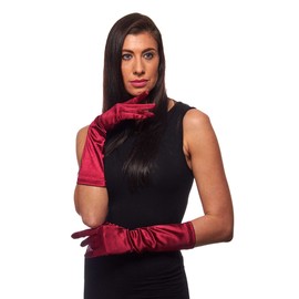 Greatlookz Elegant Elbow Length 15" Satin Gloves, Burgundy