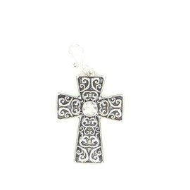 Blazin Roxx Rhinestone Silver Cross Pendant